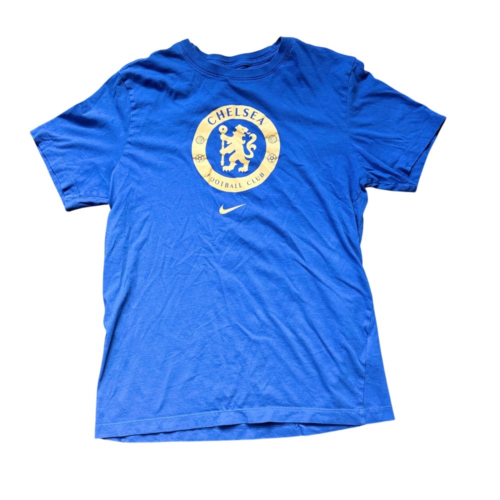 Nike Chelsea FC Soccer T-Shirt Mens Medium Blue Graphic Crewneck Cotton Blend